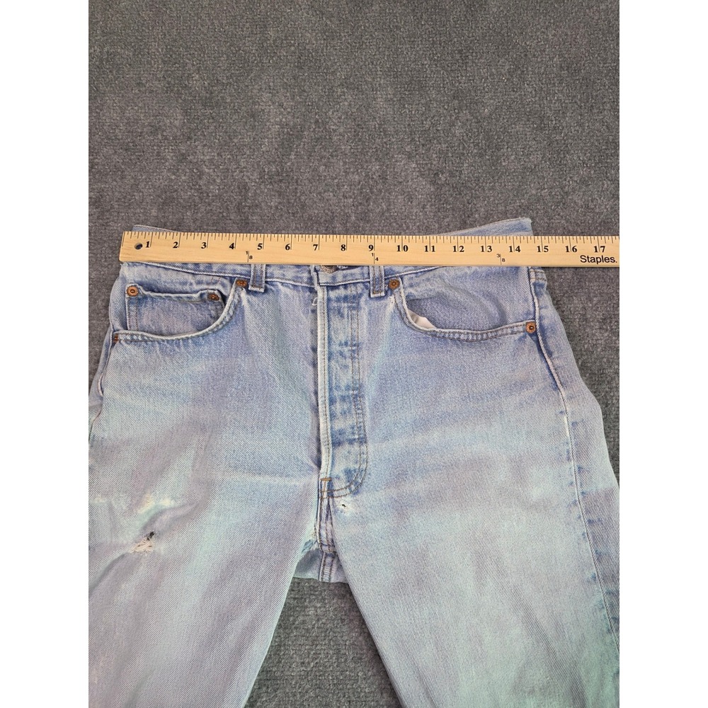 Levi's 501xx Jeans Mens 32x32 Light Wash Distressed Vintage 90s Made in USA - Picture 4 of 14